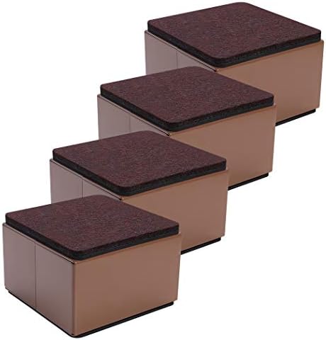Ezprotekt 2" Lift Furniture Risers Carbon Steel Bed Risers, 3.15" Self-Adhesive Heavy Duty Furniture Raisers Adds 2" Height to Beds Sofas Cabinets Supports 20,000 lbs, Square Brown