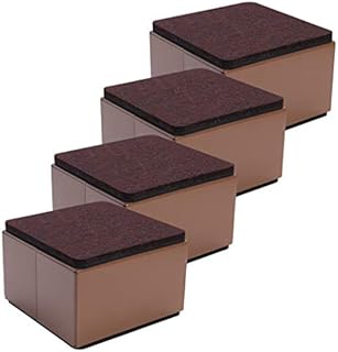 Ezprotekt 2" Lift Furniture Risers Carbon Steel Bed Risers, 3.15" Self-Adhesive Heavy Duty Furniture Raisers Adds 2" Height to Beds Sofas Cabinets Supports 20,000 lbs, Square Brown