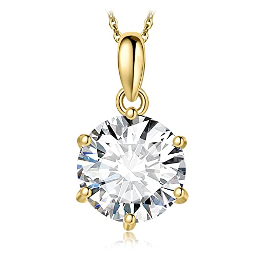 JewelryPalace Round 1ct 2ct 3ct Cubic Zirconia Solitaire Pendant Necklace for Women, 925 Sterling Silver 14k White Gold Plated Necklaces for Her, Classic Simulated Diamond Jewelry Set, 18 Inches chain