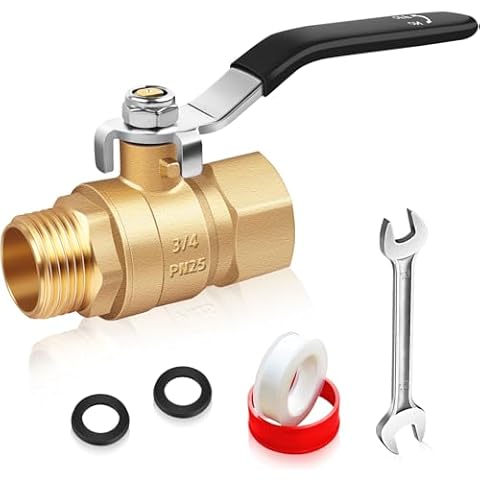 Upgraded Garden Hose Shut Off Valve, Full Flow Water Hose Shut off Valve, Heavy Duty Brass Garden Hose Ball Valve, Lawn Water Hose Control Valve Connector with 3/4'' GHT Female to Male Full Port Cover