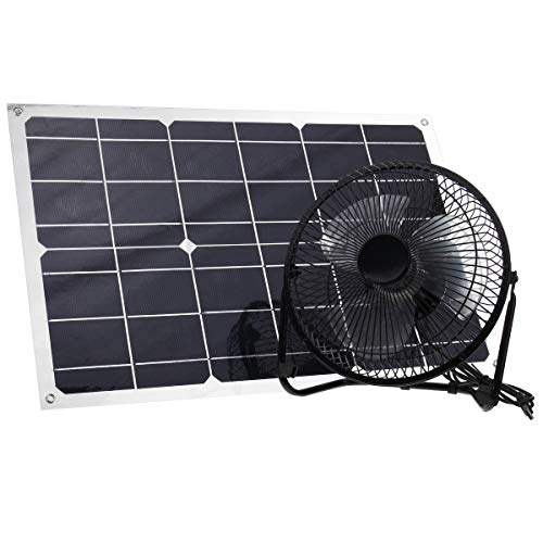 Joy MacPherso 25W 6V 8 Inch USB Solar Panel Powered Iron Fan Home Cooling Ventilator Camping Laptop Fan Generator For Garden Roads