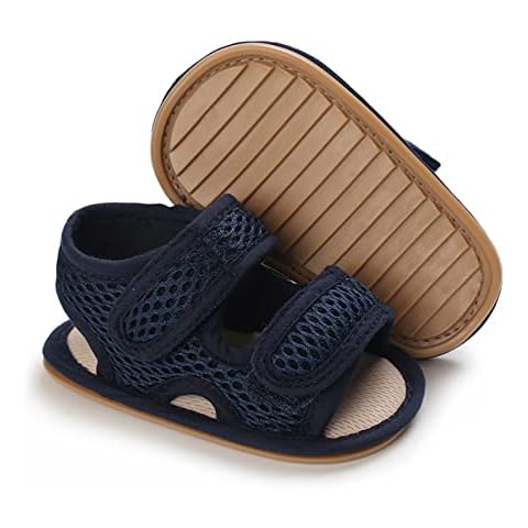 RVROVIC Baby Boys Girls Sandals Premium Infant Summer Outdoor Shoes PU Lightweight Soft Anti-Slip Sole Toddler Prewalker(0-6 Months Infant,A1-Dark Blue) Cover