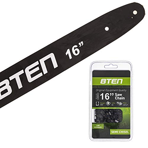 8TEN Chainsaw Guide Bar and Semi-Chisel Chain for Stihl 09 010 MS 250 251 HT 70 100 3005 4813 91PXL055G 16 inch 55DL