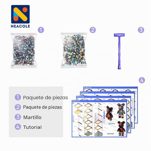 Bloques de construcción de osos con 7220 micro bloques 3D para montar un modelo de 46 cm 3