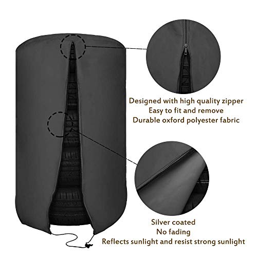 Image of J&C Tire Cover 420D Tire Storage Bag Waterproof Spare Tire Bag Tote Protective Cover Seasonal Tire Cover for Car Tire (black-47x32in)