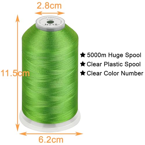 Image of New brothread - Single Huge Spool 5000M Each Polyester Embroidery Machine Thread 40WT for Commercial and Domestic Machines - Yellow Green(Janome Color)