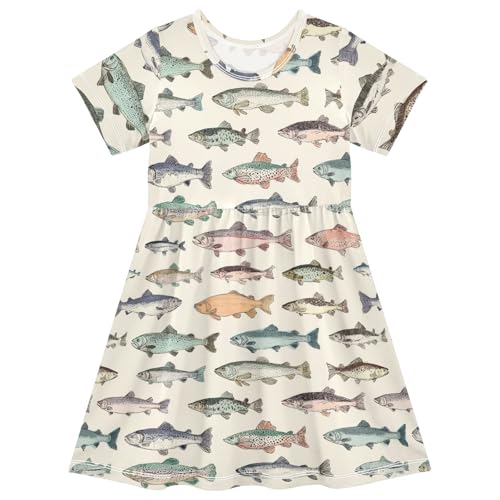 Girls Short Sleeve Dress Toddler Summer Dresses Girl Outfits 2-8 Years