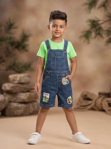 Image of KiddoPanti Boys Denim Dungaree Shorts