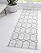 Rugs.com Lattice Trellis Collection Rug â€“ 6 Ft Runner White Low-Pile Rug Perfect for Hallways, Entryways