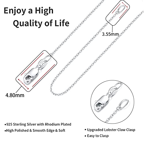 Jewlpire Solid 925 Sterling Silver Chain Necklace For Women, 1.2Mm Cable Chain Silver Chain For Women Thin & Dainty & Sturdy Women'S Chain Necklaces 18 Inch thumb #3