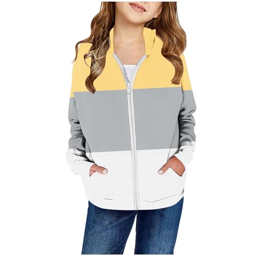 Unisex Boys Girls Hoodie Sweatshirt Colorblock Jackets Full Zip Up Lightweight Long Sleeve Workout Coat with Pockets