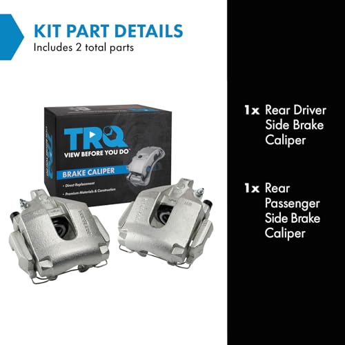 Image of TRQ Rear Brake Caliper Set Zinc Coated Brackets Hardware Compatible with 2003-2014 Volvo XC90