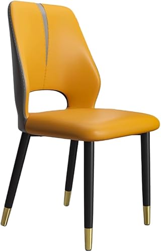 YVYKFZD Juego de sillas de comedor de cuero, silla de comedor con respaldo curvado y patas de metal, sillas de cocina tapizadas, silla de sala de