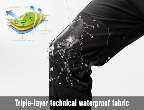 Rdruko Men's Snow Ski Pants Waterproof Insulated Winter Outdoor Snowboard Hiking Fleece Pants with Belt3