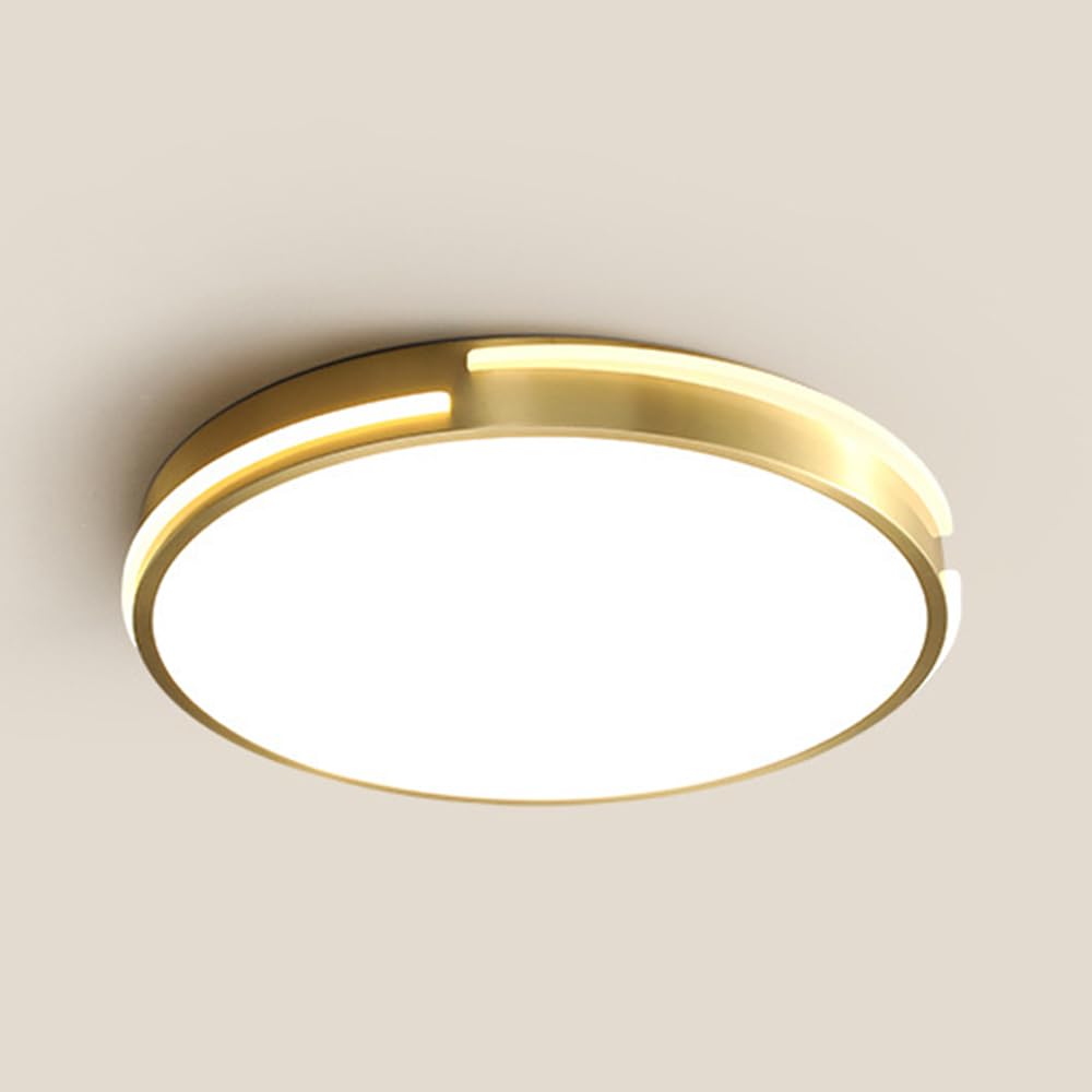Jadssox Light Brushed Brass Ceiling Bedroom Ceiling Fixture, 3 Colors 3000K-6000K, Acrylic Ceiling Ing Led Thin Round Ceiling Fixtures For Living Room Hallway, Gold
