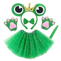 EUPSIIU Kids Frog Costume Set - Includes Ears, Tail, Paw Gloves & Bow Tie - Perfect for Boys & Girls - Fancy Dress for Birthday, Halloween & Carnival