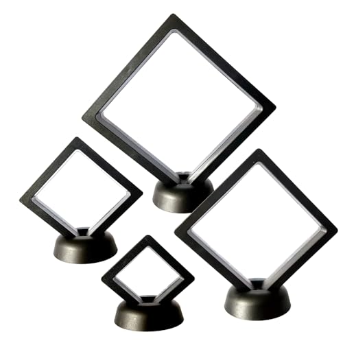 3D Floating Display Case Set of 8, PIVHWIR Transparent Film 3D Floating Frame Display Holder Stands for Challenge Coin Display Stand 3D Coin Display Case, Coin Jewelry Frame for AA Medallions(Black)
