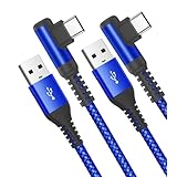 USB C ケーブル L字 【1M/2本セット】Sweguard タイプc 急速充電 QuickCharge3.0対応 USB Type C ケーブル iPhone 16 /iPhone 15 充電 アイホン16 15,iPad Pro、Samsung Galaxy S25 S24 S23 S22,Sony,Huawei,Pixel 等 usb c機器対応 (ブルー)