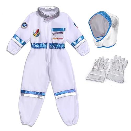 Jorunb Astronaut Costume for Children White Astronaut Dress With Helmet Gloves Room Divider for Carnival Halloween Birthday Cosplay(Astronaut)