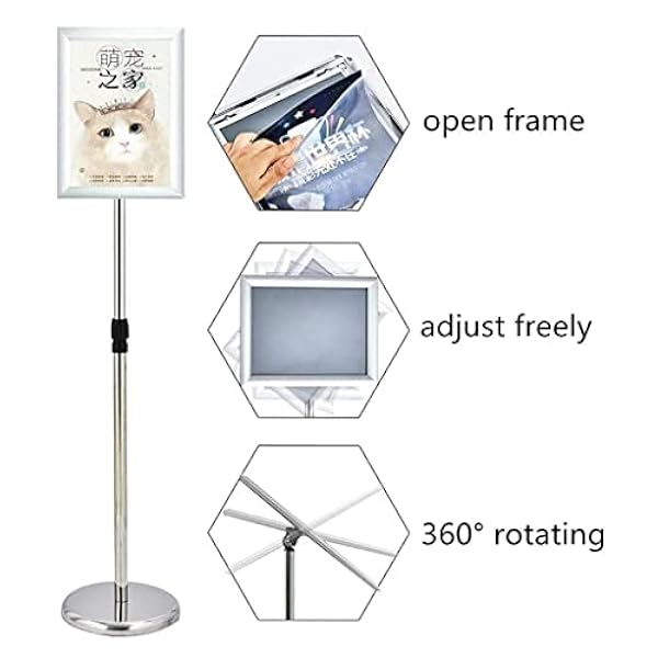 LVTFCO Teken voetstuk Poster Teken Houder Stand met Stalen Basis, Verstelbare Staande Tekenhouder voor Verticaal en Horizontaal, Reclame Zakelijk Menu Teken Houder voor Staan