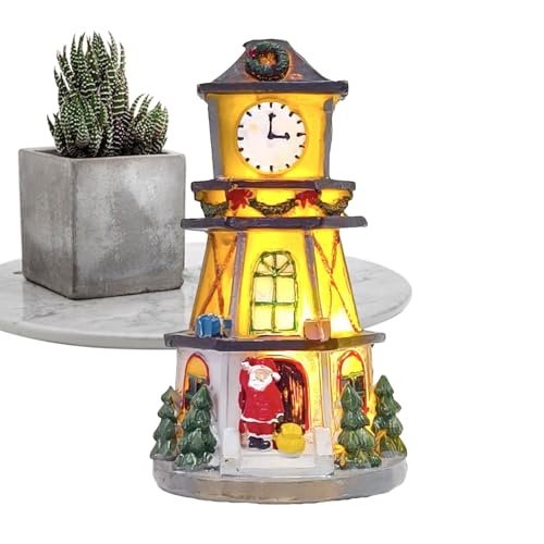 Pueblo de Navidad iluminado | Adorno de pueblo iluminado para escritorio, adorno decorativo de escritorio de Navidad para sala de estar, dormitorio, estudio, eventos, organizadores de fiestas
