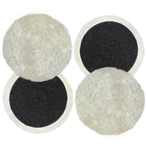 ZHYFC Wool Buffing Pads 6 Inch, 2 Pack 100% Natural Wool Buffing Pads with Hook & Loop Backing and Cleaning Spur Tool, Cutting and Polishing Pad Kit for Car and Boat Detailing