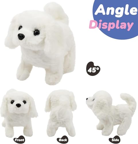 Image of Hopping Walking Bunny Toy with Sounds, Jumping Rabbit Wiggling Ears, Twitching Mouth and Nose, Educational Interactive Bunny Rabbit Toy for Baby Kids (White Dog)