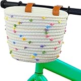 Vorderkorb aus Stoff – Fahrradkorb mit gewebtem Lenker, 21 x 16 x 16 cm, zusammenklappbar, abnehmbar, für Klapprad, Elektrofahrrad, Fahrrad