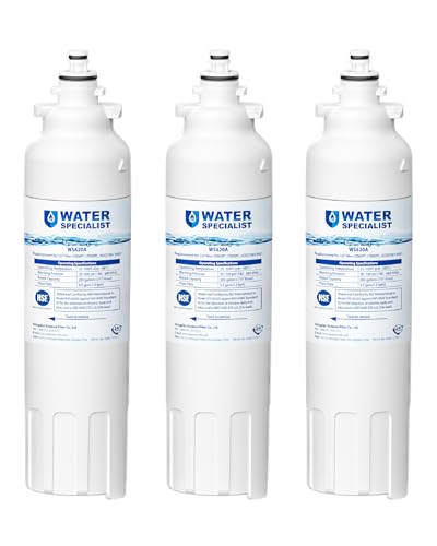 Waterspecialist ADQ73613401 Refrigerator Water Filter, Replacement for LG® LT800P®-6 Month / 200 Gallon, ADQ73613408, ADQ73613402, ADQ75795104, Kenmore 9490, LSXS26326S, LMXC23746S, 46-9490, 3 Pack