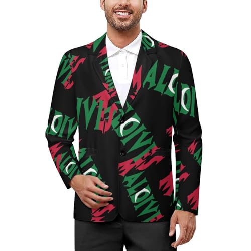 Maldives Flag Letters Casual Men's Blazers Two Button Lapel Suits Jacket Lightweight Sport Coats