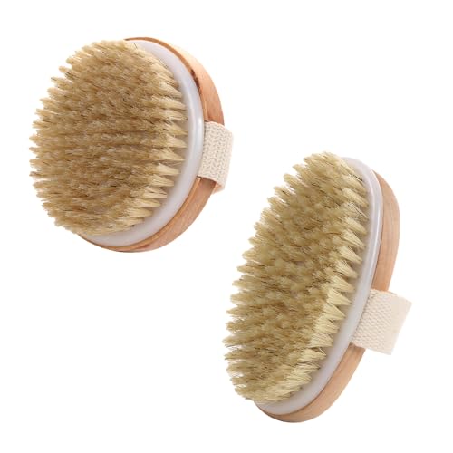 2pcs Exfoliating Body Brush Dry Brushing Body Brush for Lymphatic Drainage Dual-use Dry and Shower with Natural Bristles Remove Dead Skin and Cellulite