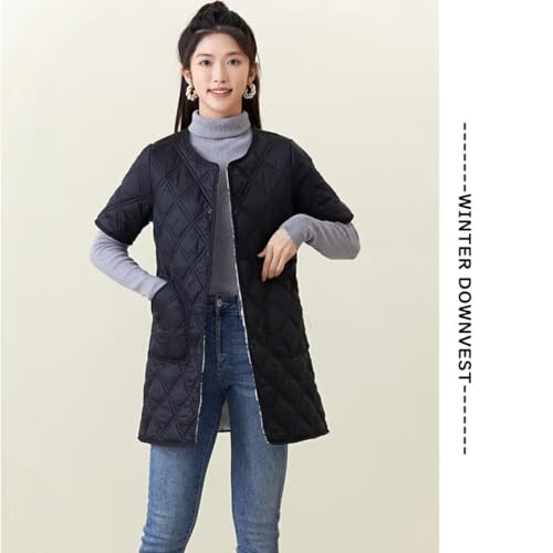 Yucahype ダウンベスト レディース ロング 半袖 秋 冬 春 スリム 保温 おしゃれ ジレ 裏起毛 中綿入り 5分袖 ロングベスト 防寒インナー 防寒着 冬アウター 軽量 インナーダウン 冬通勤通学 家事 農作業 4色 の商品画像 4