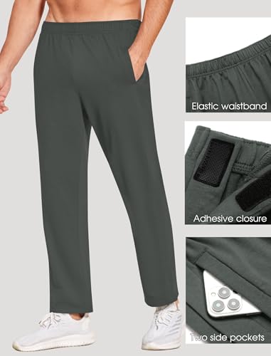 Deyeek Men's Tear Away Pants 2 Side Snap Open Bottom Sweatpants Loose Fit Casual Post Surgery Pants with Pockets3