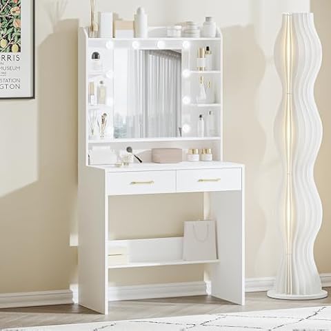 Hzuaneri Modern Dressing Table with Mirror Cover