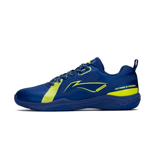 LI-NING Aero Lite Non-Marking Badminton Shoes | Lightweight & Shock Absorption | Sports Footwear for Unisex | Material: Mesh & TPU Upper | Color: Navy/Orange/Lime | Size: 8.5UK/9.5US/43EU