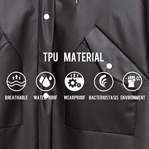 Image of L-Rain Durable TPU Clear Rain Coat for Adults - Women and Men Fashion Hooded Rain Poncho