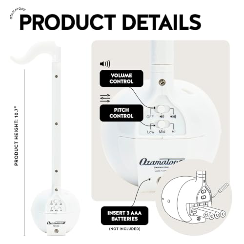 Image of Otamatone Japanese Electronic Musical Instrument Portable Music Synthesizer from Japan by Maywa Denki Studio Award Winning, Educational Fun Gift for Children, Teens & Adults - White