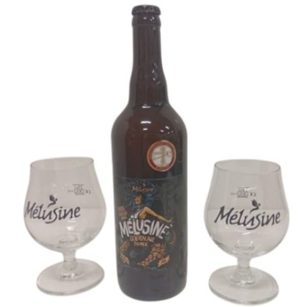 Coffret Dégustation Bière Vendée 75cl Mélusine Golden Ale Artisanale + 2 verres a pied 25cl-33cl