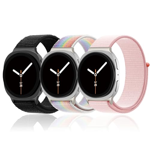 Image of 3 Pack Nylon Loop Band for Samsung Galaxy Watch 9 /8 40 /44mm 8 Classic 46mm | Soft Fabric, Sport Adjustable Strap, Replacement Wristband for Samsung Galaxy Watch 9 8 44mm 40mm /8 Classic 46mm Men Women
