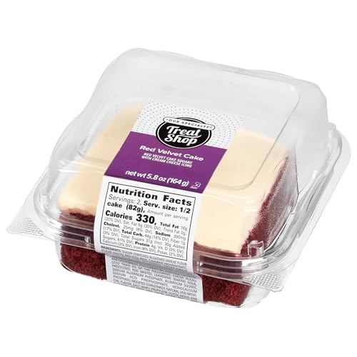 Our Specialty Red Velvet Cake Square with Cream Cheese Icing, Frozen Bakery Desserts, for Birthdays, Parties 5.8 Oz