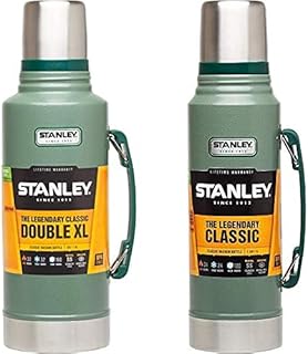 Stanley Classic Legendary Bottle 1.9L / 2.0QT Hammertone Green - Stainless Steel Thermos Flask - BPA-Free & Classic Legendary Bottle 1L / 1.1QT Hammertone Green - Keeps 24 Hours Hot or Cold