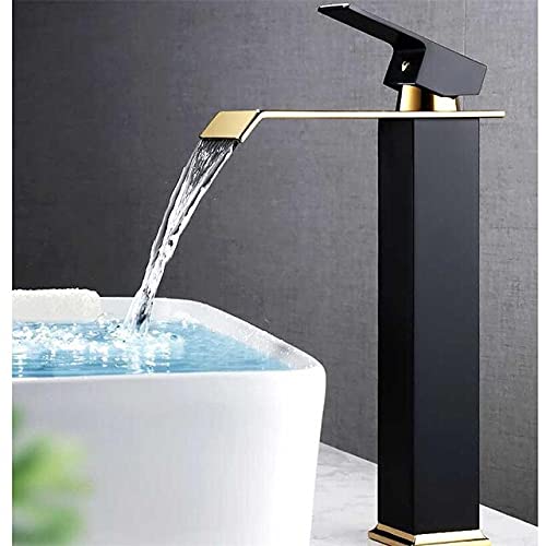 Mélangeur de lavabo noir et or haut de gamme pour salle de bain moderne
