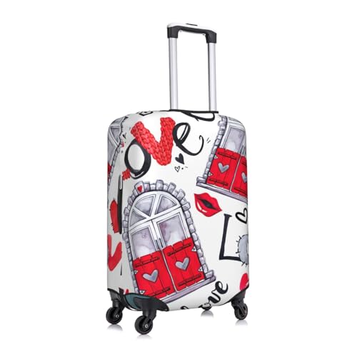 Red Heart Lips And Love Print Luggage Suitcase Cover Protector Luggage Washable Covers With Concealed Zipper3