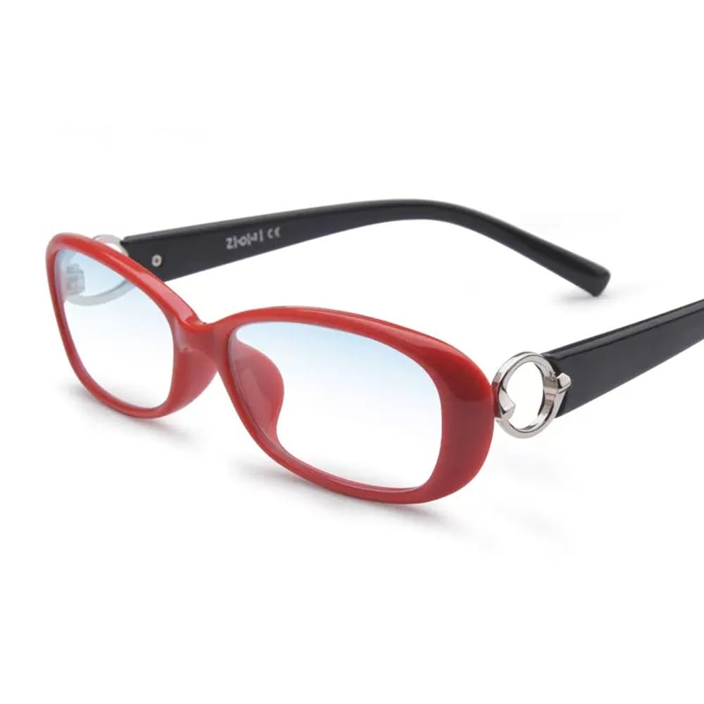 Lunettes de lecture rouges tendance - Rectangulaires - Lunettes HD portables - Lentille HD anti-rayons bleus - Cadre ultra fin +3.00 (+1.0)