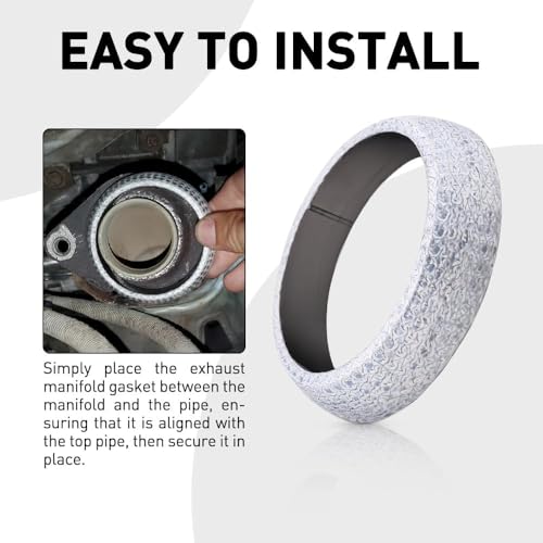 Image of 3 Inch 76mm Exhaust Donut Gasket, Stainless Steel Mesh Reinforced Exhaust Flange Gasket, High Temp Leak-Proof Muffler Gasket for 3 inch Exhaust Pipe /Muffler /Manifold, 2 Pack