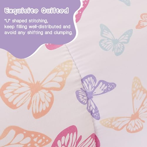 Image of Yibeizi Butterfly Kids Comforter Set for Girls Full Cute Bedding