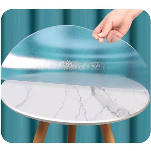 Nappe Ronde Transparente PVC Givré 2mm Diamètre 160cm Protection Table