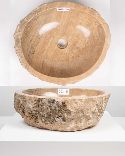 Accattivante: lavabo in pietra naturale unico in marmo onice strutturato di alta qualità. Interno lucidato a mano e martellato all'esterno.