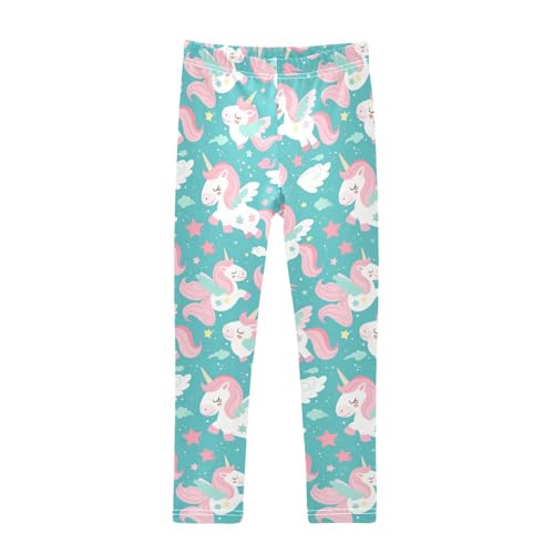 KLL Seamless Pink Unicorns Pattern Illustration Toddler Baby Girl Leggings Stretch Full Length Leg Yoga Pants Running