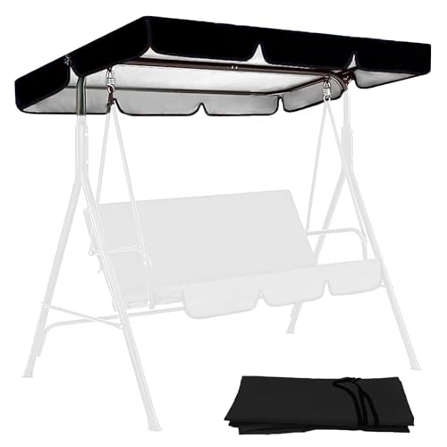 Image of Swing Canopy Replacement Cover for Outdoor Patio Porch Swing Chair Waterproof 2/3 Seat Swing Canopy Replacement Top Sun Shade Garden Yard Park Furniture Canopy Cover (Black, 64.6”×45”×5.9”)